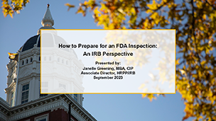 title slide for presentation on "How to prepare for an FDA inspection"