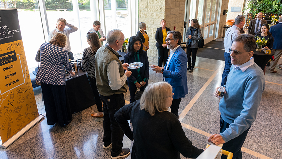 Reception crowd in Bond lobby