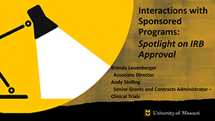 slide graphic for sponsored programs presentation in February 2023