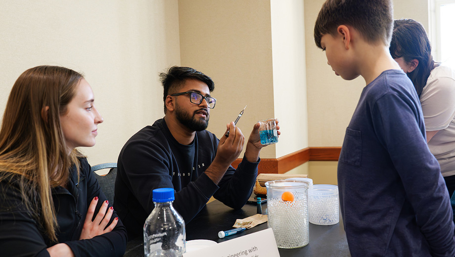 boy learns about engineering with soft materials