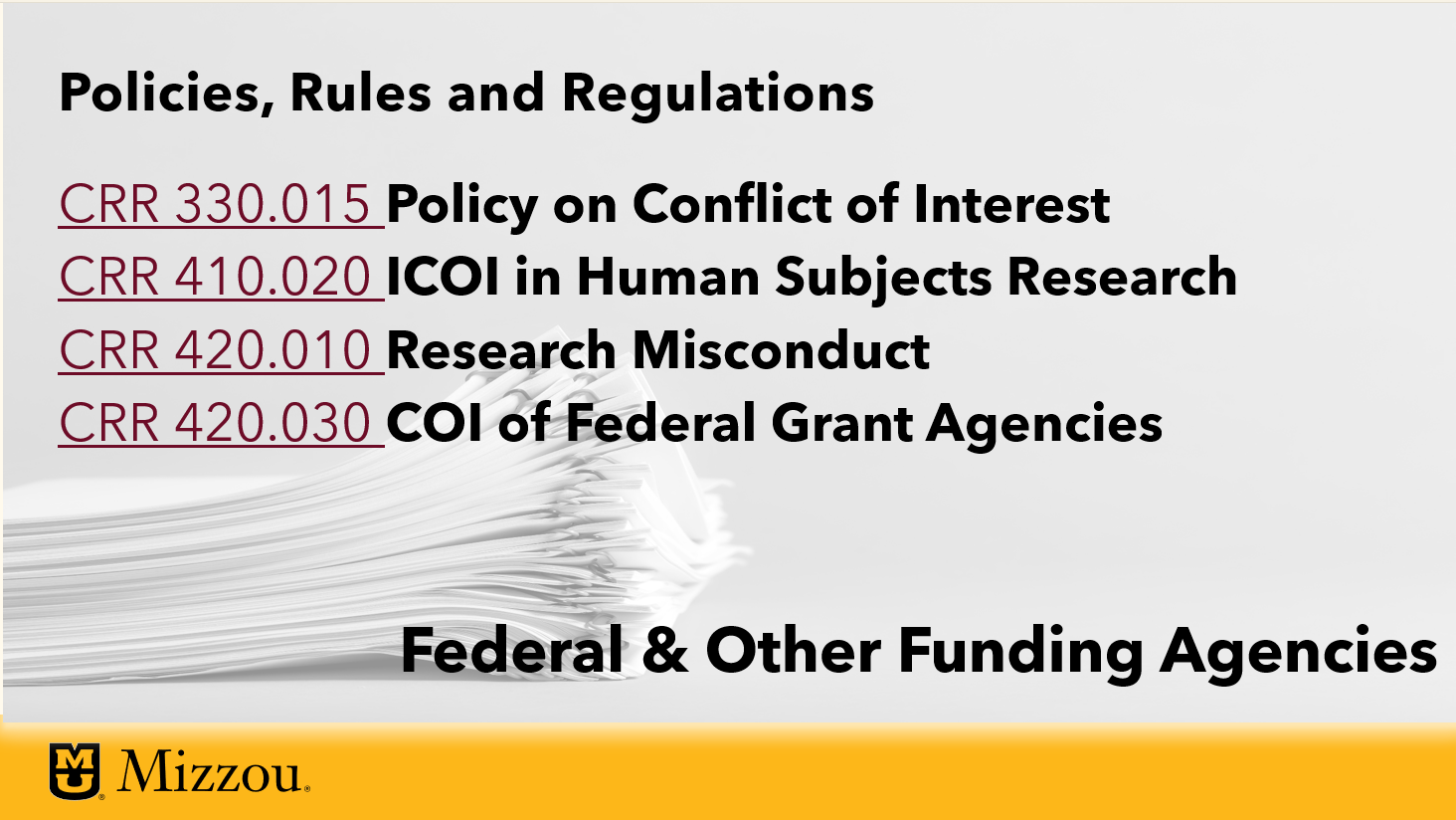 Policies, rules and regulations slide