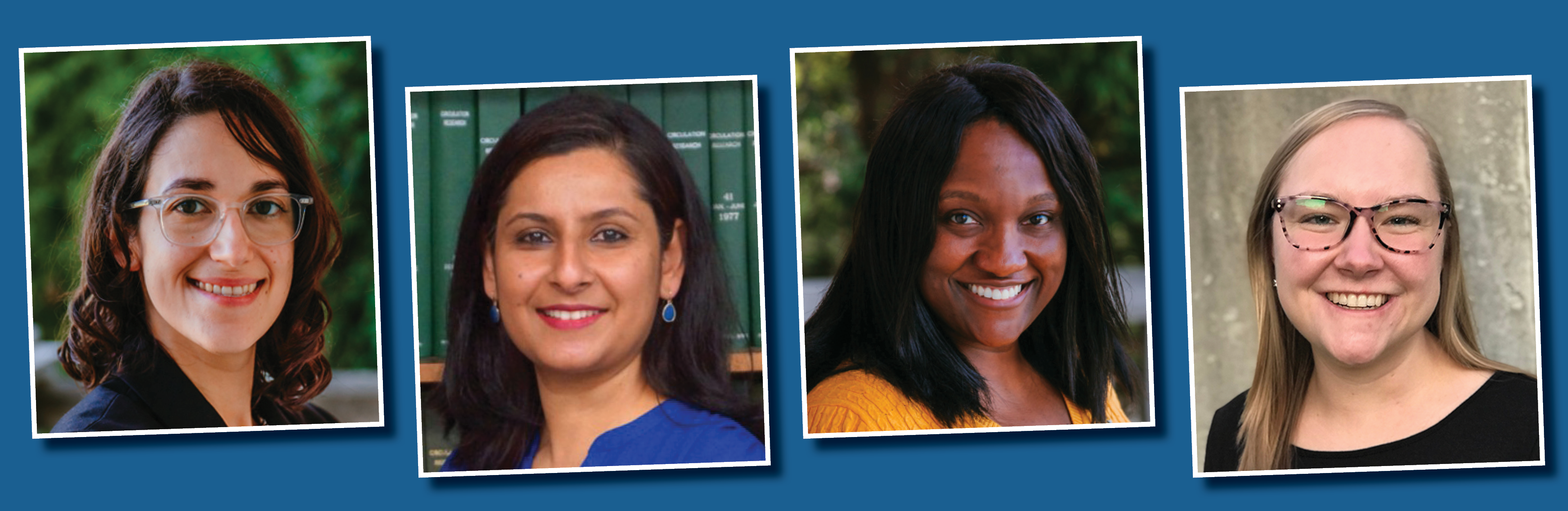 Left to right: Rachel Santiago, Assistant Professor, Educational, School and Counseling Psychology; Neekun Sharma, Assistant Research Professor, Endocrinology; Amber Smith, Assistant Teaching Professor, Learning, Teaching and Curriculum; and Cheyenne Staib, Assistant Teaching Professor, Textile and Apparel Management