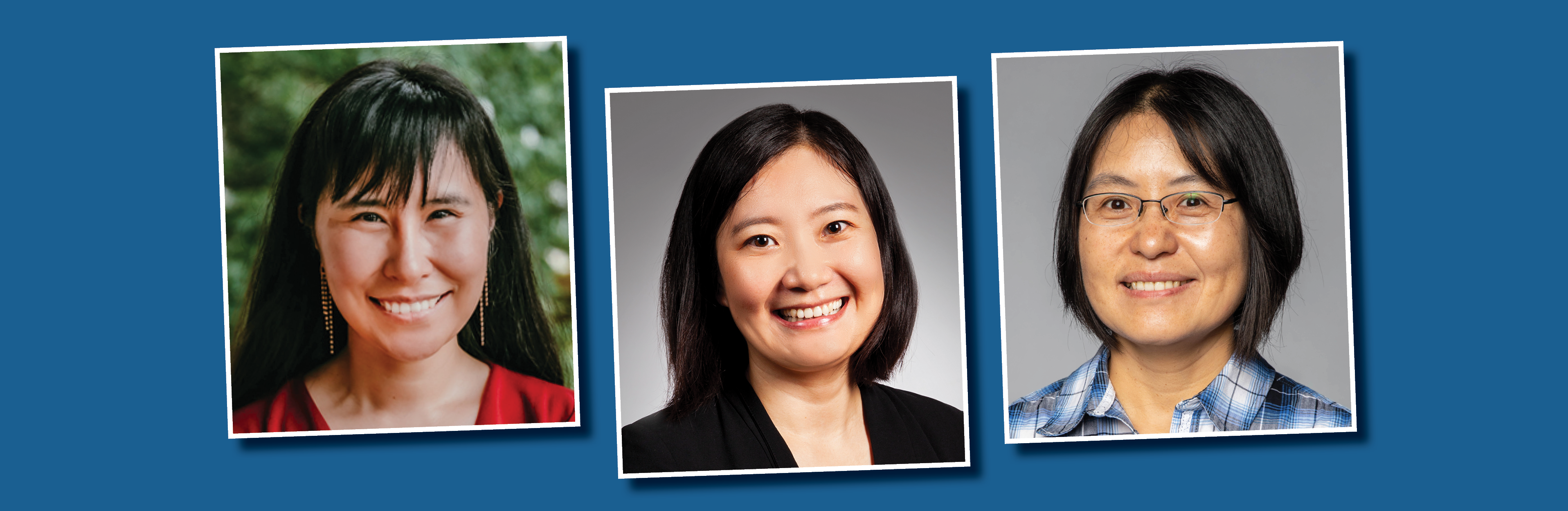 Left to right: Eunjin Tracy, Assistant Professor, Human Development and Family Science; Shuangyu Xu, Assistant Professor, Natural Resources; and Peifen Zhu, Assistant Professor, Electrical Engineering and Computer Science