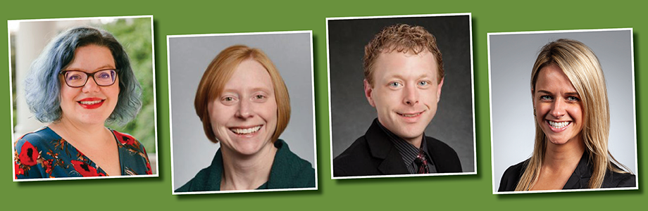 Left to right: Cynthia Dudenhoffer, Associate Teaching Professor, Information Science and Learning Technologies; Jamie Hall, Associate Teaching Professor, Physical Therapy; Christopher Josey, Associate Teaching Professor, Communication; and Kathryn Lucchesi, Associate Professor, Journalism