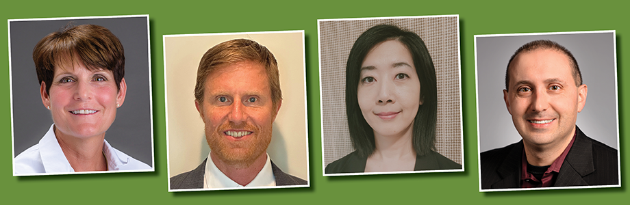 Left to right: Karen Thies, Assistant Professor, Clinical Obstetrics and Gynecology; Robert Walker, Associate Professor, Anthropology; Hsin-I Sydney Yueh, Associate Teaching Professor, Communication; and Pete Zambito, Associate Teaching Professor, Music