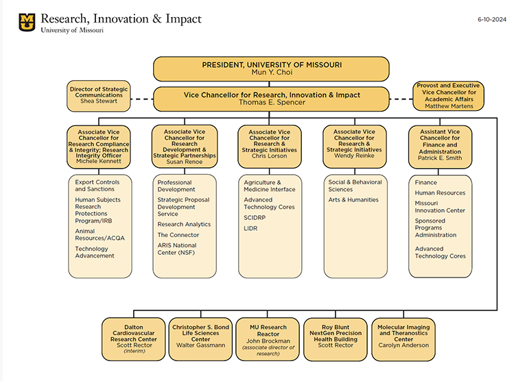 Research, innovation and Impact organizational chart