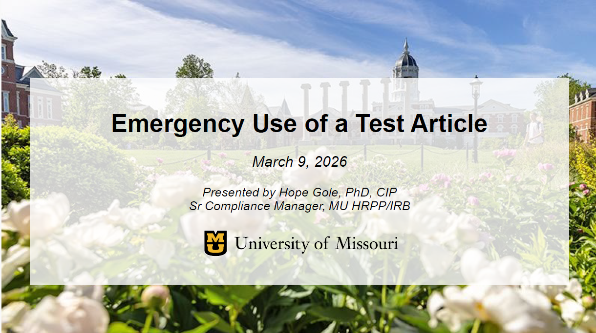 Slide one: Emergency Use of a TEst ARticle