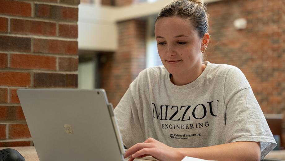 Engineering student on laptop