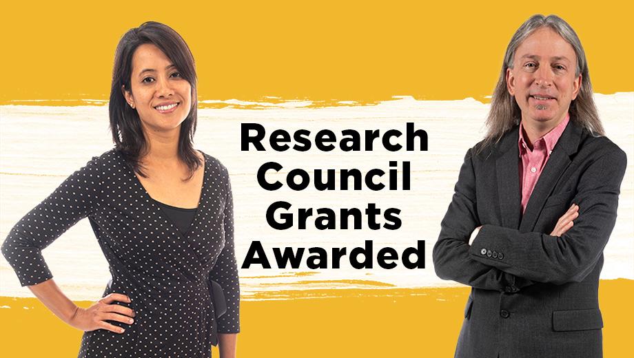 Research Council Grants awarded. Two recipients were Yerina Ranjit and Noah Heringman.