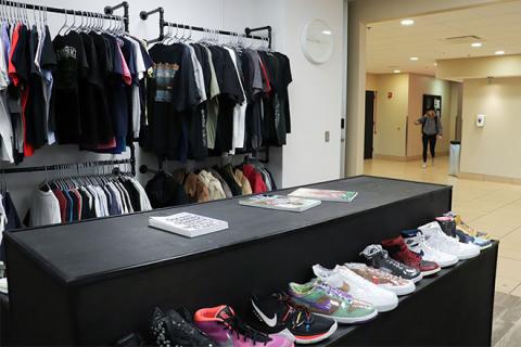 Clothing rack and shoes