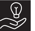 Icon of hand holding lightbulb