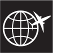 Icon of plane flying around globe