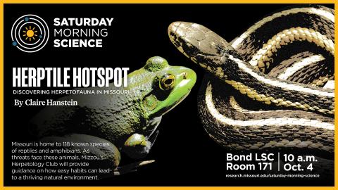 Snake and frog on herpetology Hotspot Oct. 4 flyer