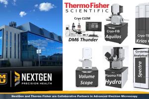 Image of NextGen Precision Health building and ThermoFisher Scientific instrumentation