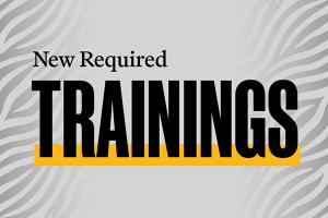 New required trainings on a gray tiger striped background