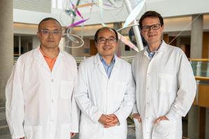From left to right: Influenza researchers Wenjun Ma, Henry Wan and John Driver